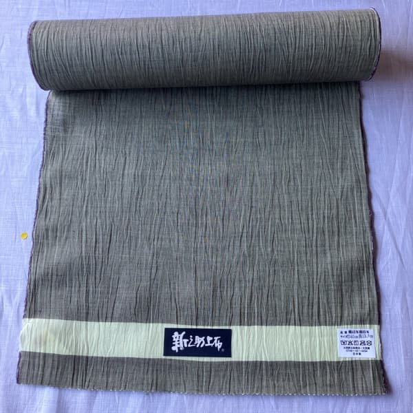 34_08  綿麻着尺反物 無地「利休ねず」